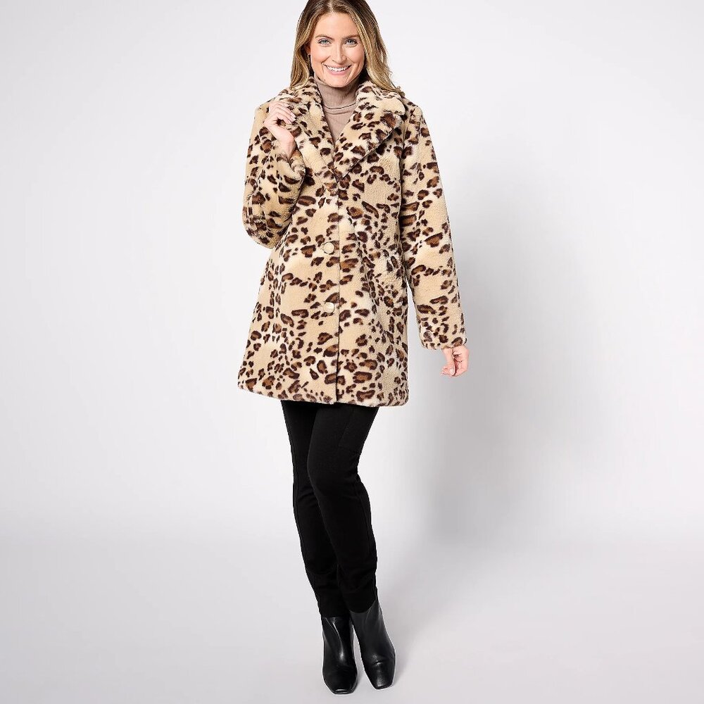 Dennis Basso Faux Fur Coat Cheetah Size 3X 30th Anniversary Edition